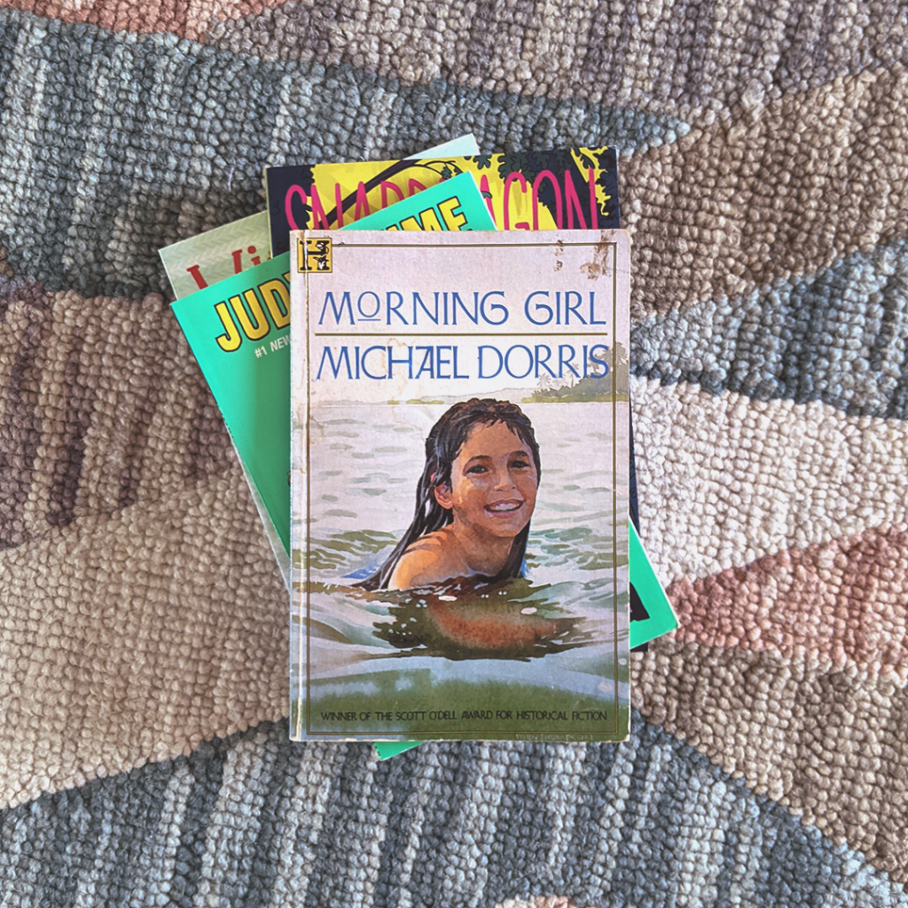 Photograph features the book MORNING GIRL by Michael Dorris