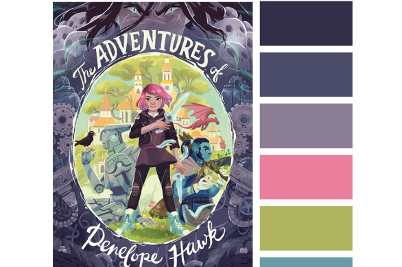 #Read By Color: Marazia | features the book cover of THE ADVENTURES OF PENELOPE HAWK by J.V. Gray and a complimentary color palette.